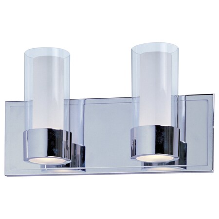 Maxim Two Light Polished Chrome Clear/Frosted Glass Vanity 23072CLFTPC